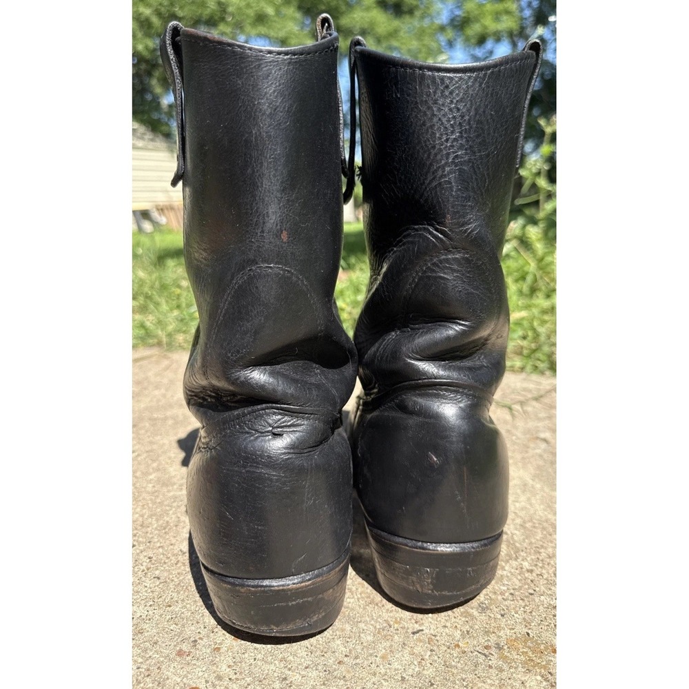 Vtg 70s RED WING Pecos Black Leather Western Work Boots Biker Men's 10.5D - Picture 4 of 10